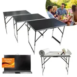 Lemodo 3-teiliger Tapeziertisch klappbar in schwarz - multifunktionaler Arbeitstisch und Campingtisch - höhenverstellbarer Mehrzwecktisch - Malertisch - Profi-Tapeziertisch bis 30 kg belastbar