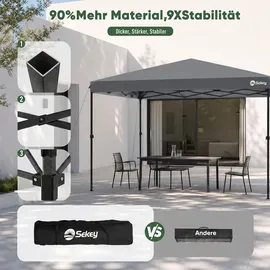 Sekey Faltpavillon 3 x 3 m inkl. 4 Seitenteile Grau