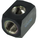 Alphacool 17030 HF Anschlussterminal TEE T-Stück Rund G1/4 - Deep Black Wasserkühlung Anschlüsse