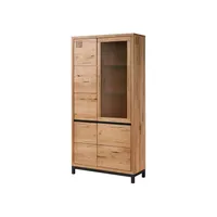 Massivmoebel24 Vitrine Wildeiche 103x40x205 natur geölt VILLANDERS #101 -