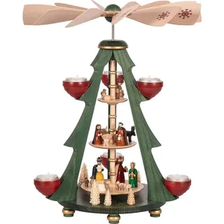 Richard Glässer GmbH Seiffen Richard Glässer Seiffen Weihnachtspyramide Christi Geburt, 3-stöckig, 40 cm hoch, original Erzgebirge
