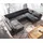 DeLife Wohnlandschaft Elio 300x185 cm Lederimitat Vintage Anthrazit mit Hocker