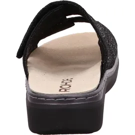 ROHDE Damen Pantolette aus Veloursleder mit drei Klettverschlüssen Abano 5221, Größe:41 EU, Farbe:Schwarz - 41