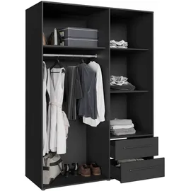 Forte Drehtürenschrank Mokkaris 144,4 x 200,1 x 58,8 cm Schwarz