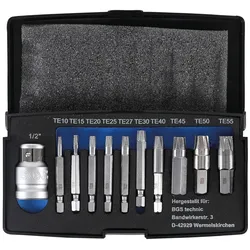 BGS Schraubenausdreher-Satz für defektes T-Profil (für Torx) T10 - T55 11tlg. - 9170