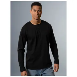 Longsleeve TRIGEMA "TRIGEMA Langarmshirt mit Knopfleiste", Herren, Gr. XXXL, schwarz, 100% Baumwolle, casual, Langarm, Shirts