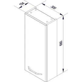 Fackelmann Milano Hängeschrank 30 x 68 cm Weiß Glas/Metall/MDF/Spanplatte