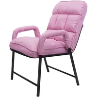 Mendler Esszimmerstuhl HWC-K40, Stuhl Polsterstuhl, 160kg belastbar Rückenlehne verstellbar Metall ~ Stoff/Textil rosa