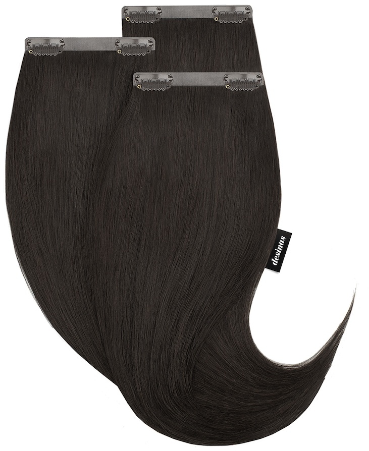 Desinas Echthaar Extensions schwarz Haarextensions  