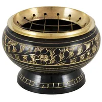 Nklaus Räuchergefäß Gemustert schearz - Gold Messing mit Gitter