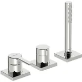 Hansa HANSARONDA Fertigmontageset 03419483 Wannen-3-Loch-Einhebelmischer, Rosette eckig, chrom