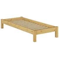 Erst-Holz Futonbett Kiefer massiv 100x200 Einzelbett Holz natur Jugendbett Singlebett Rollrost 60.35-10