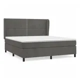 vidaXL Boxspringbett mit Matratze Dunkelgrau 160x200 cm Samt