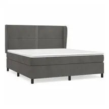 vidaXL Boxspringbett mit Matratze Dunkelgrau 160x200 cm Samt