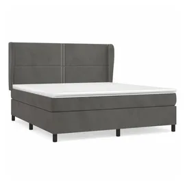 vidaXL Boxspringbett mit Matratze Dunkelgrau 160x200 cm Samt