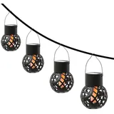 MARELIDA LED Solar Hängeleuchte Feuerball Kugelleuchte mit Flammeneffekt 4St.