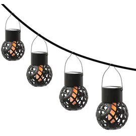 MARELIDA LED Solar Hängeleuchte Feuerball Kugelleuchte mit Flammeneffekt 4St.