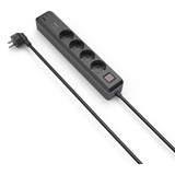 Hama Steckdosenleiste mit Schalter, 4-fach, 1x USB-A/2x USB-C 65W USB-PD, 1.4m, schwarz/grau (223189)