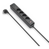 Hama Steckdosenleiste mit Schalter, 4-fach, 1x USB-A/2x USB-C 65W USB-PD, 1.4m, schwarz/grau (223189)