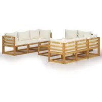 vidaXL Garten-Lounge-Set 9-tlg. creme massivholz akazie