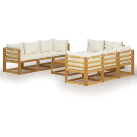 vidaXL Garten-Lounge-Set 9-tlg. creme massivholz akazie