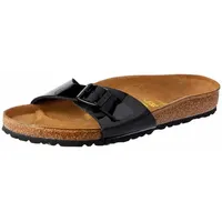 Birkenstock Madrid Frauen E zel Riemen Birko Flor Sandale Schwarz Lack – 8 UK - 42 EU - 11/11,5 US / Schwarzes - Schwarz - 42
