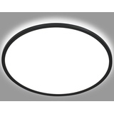 Briloner LED Deckenlampe mit Backlighteffekt, Slim LED Deckenleuchte, Ultra Flach, neutralweiße Farbtemperatur, Ø48 cm, Schwarz