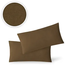 EXKLUSIV HEIMTEXTIL Jersey Kissenbezug 2er Set 40 x 80 cm Schokobraun