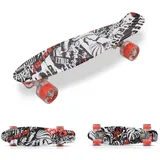 Byox Skateboard Kinder Skateboard 22" Skull, 85A PU LED Rollen ABEC 7 Lager Aluminium-Achsen rot
