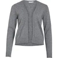 VILA Damen Viril Short L/S Knit Cardigan-noos Strickjacke, Medium Grey Melange,XXL