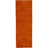 Wollteppich Gabbeh Uni, carpetfine, rechteckig, Höhe: 15 mm, reine Wolle, handgewebt, Gabbeh Loom Tiermotiv, auch als Läufer orange 80 cm x 500 cm x 15 mm