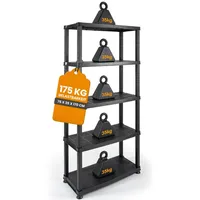 Kreher Kreher® Kunststoffregal „Evo“ mit 5 Böden - Steckregal für Haushalt, Keller & Garage - Standregal, Lagerregal & Aufbewahrungsregal - Schwarz oder Grau - Set auswählbar (Schwarz,