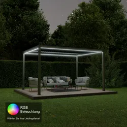 Ximax Lamellendach Pergola Shade Freistehend 3x4 m inkl. LED-Beleuchtung Dunkelgrau Manuell