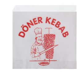 WISEFOOD 4000 Stück - Papier Kebab-Beutel - bedruckt 16 x 16 cm