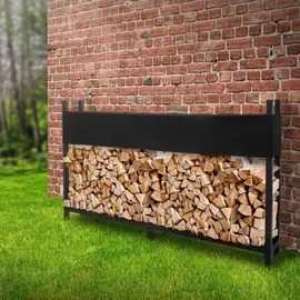 ML-Design Kaminholzregal Metall mit Abdeckung 200 x 25 x 115 cm Anthrazit