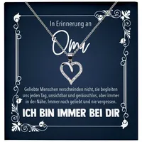 22Feels Schmuckset In Erinnerung An Oma Trauer Andenken Kondolenz Geschenk Halskette (inkl. Geschenktasche, Karte(n), Poliertuch, Beutel), Echt-Silber 925/000, Karte Made In Germany silberfarben