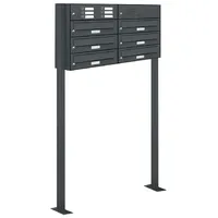 AL Briefkastensysteme 6er Standbriefkasten Anthrazitgrau inkl. Zeitungsfach