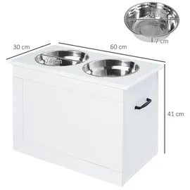 PawHut Futternapf, Holzwerkstoff, Länge: 60 cm - weiss