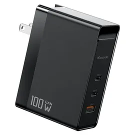 Mcdodo GaN CH-8101 Pro universelles UK/US/EU-Reiseladegerät/Adapter, 100 W, 2 x Usb-C USB-A Schwarz