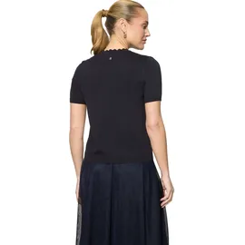 Zero Kurzarmpullover mit Wellensaum Blau 40