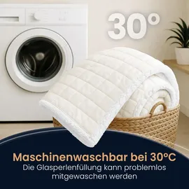 eloneo Sherpa Fleece Gewichtsdecke 155x220cm 7kg, Oeko-Tex Zertifiziert, Entspannungsdecke & Anti-Stress Therapiedecke, schwere Decke zum Schlafen, weiß