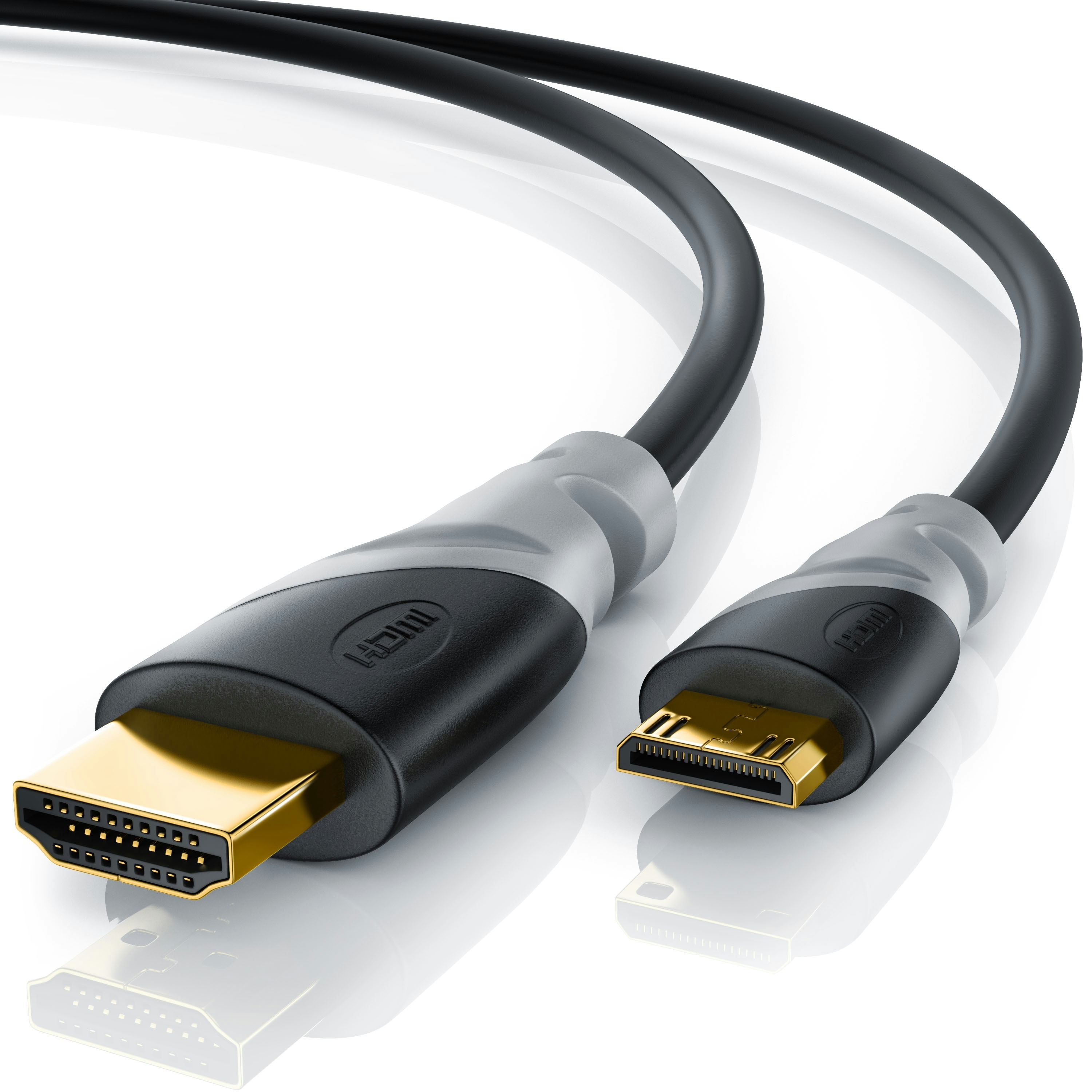 CSL HDMI Typ C (Mini) 2.0 zu HDMI Typ A Kabel, Ultra HD, UHD, 2160p, 4k bei 30 Hz, 1080p, 3D, Ethernet - 3m
