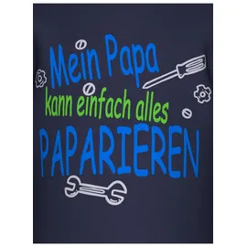 TRIGEMA T-Shirt TRIGEMA "TRIGEMA T-Shirt mit lustigem Spruch-Print", Mädchen, Gr. 92, blau (navy), Feinripp, 100% Baumwolle, Basic, Rundhals, Shirts T-Shirt