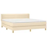 vidaXL Boxspringbett mit Matratze Creme 160x200 cm Stoff