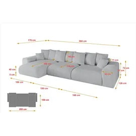 altdecor Ecksofa Cord 2-Sitzer Grau
