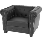 MCW Luxus Sessel Loungesessel Relaxsessel Chesterfield Kunstleder ~ eckige Füße, schwarz