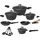 Cheffinger XXL 14 tlg Kochtopfset Abnehmbare Griffe Topf Set Pfanne +4 Küchenhelfer