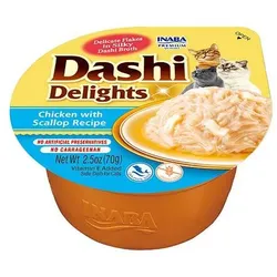 Inaba DASHI Ergänzungsfuttermittel für Katzen - Brühe mit Huhn und Jakobsmuschelgeschmack 70 g