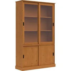 Home Affaire Vitrine »Schröder« mit 2+2 Schiebetüren, aus massivem Kiefernholz, Breite 114 cm