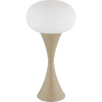 GLOBO Tischlampe sandfarben Wohnzimmerlampe Tischleuchte Nachttischlampe Schlafzimmerleuchte, Glas opal,